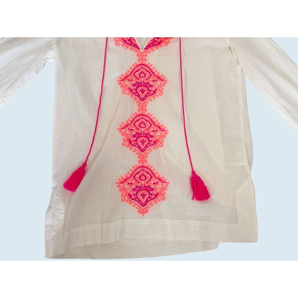 LILLY PULITZER Amelia Island Tunic White Neon Pink Size XS - Picture 5 of 8